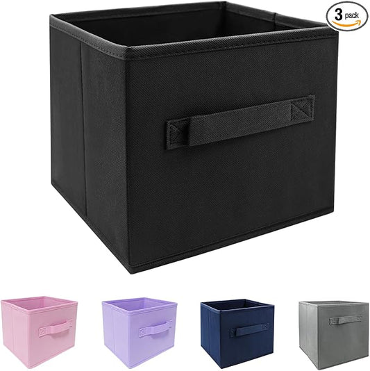 EBIGIC Black Storage Bins 9.0"x7.5"x7.5" Small Size Fabirc Foldable Closet Toy Organizer Collapsible Cloth