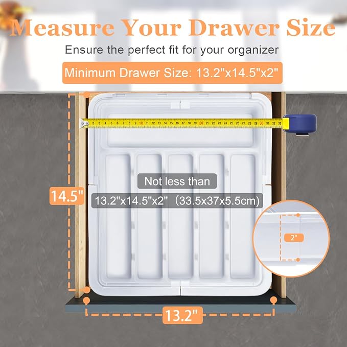Large Silverware Drawer Organizer Expandable Kitchen Utensil Organizer BPA Free Flatware Cutlery Holder Tray Adjustable Plastic Drawer Divider Storage for Forks Knives 6-9 Slots White