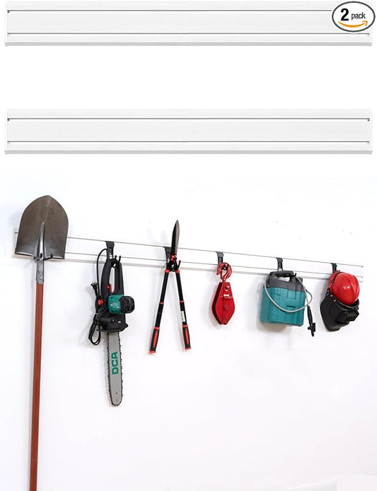 FRAYSCENT Slatwall Panels Garage Tool Organizer Wall Mount Garage Slat Wall Storage Systems, Bike Storage Rack Garage Organizers and Storage PVC Wall Panels Slat Wall Paneling