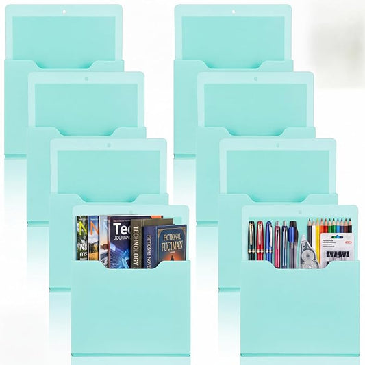 Gilprop 8 Pack Magnetic File Folder Holder for Whiteboard Classroom Storage | 10"x13"x1.2" Hanging Magnetic Wall File Organizer, Refrigerator Magazine Holder, for Mail Letters Paper Desk Office
