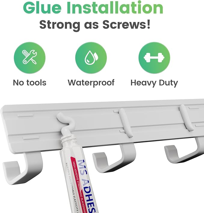 Coat Rack Wall Mount (3 Pack), Heavy Duty Wall Coat Hanger with 6 Coat Hooks for Entryway, Bedroom, Closet, Hanging Hats, Bags, Purses Jacket (White)