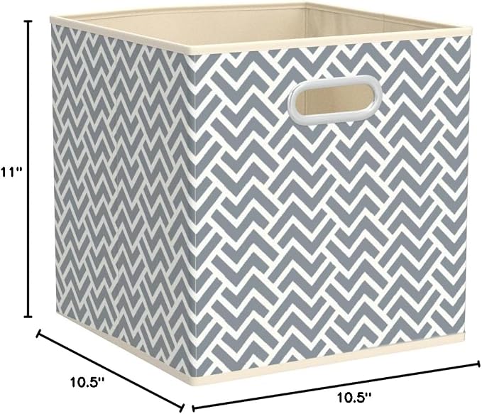 Amazon Basics Collapsible Cube Storage Organizer Bins, 24-Pack, 10.5 x 10.5 x 11 inches, Chevron Grey