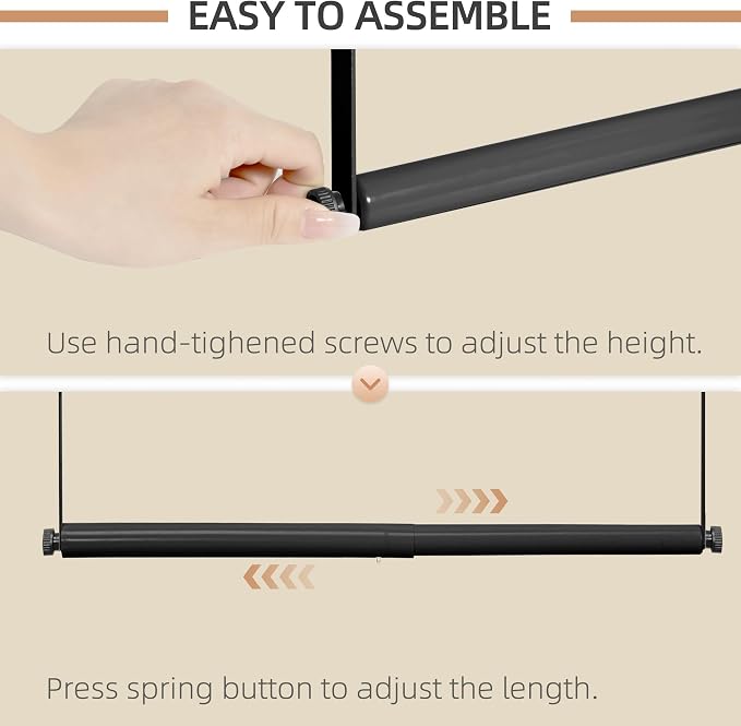 STORAGE MANIAC Adjustable Closet Rod for Hanging Clothes, 2 Pack Black | Expandable 17.9"-29.7" Heavy-Duty Metal Closet Hanging Rod with 9 Height Adjustments, Space-Saving Double Closet Organizer