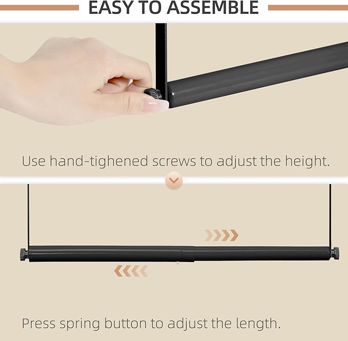 STORAGE MANIAC Adjustable Closet Rod for Hanging Clothes, 1 Pack Black | Expandable 17.9"-29.7" Heavy-Duty Metal Closet Hanging Rod with 9 Height Adjustments, Space-Saving Double Closet Organizer