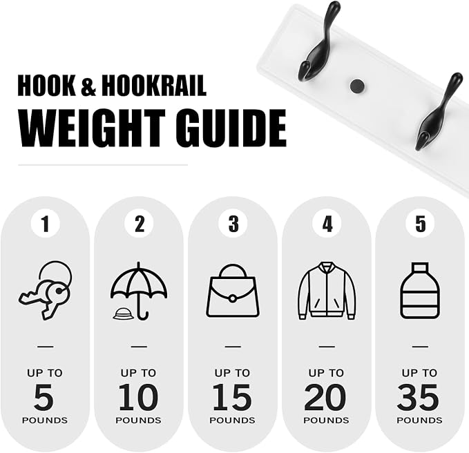 Badiano Wooden Coat Rack, Wall-Mounted Organizer for Closet, Entryway, Hallway, Foyer, Bedroom, Heavy Duty Double Hooks for Hanging Towels, Bags, Hats, Jackets, Key (WhiteBlack, 3 Hooks)