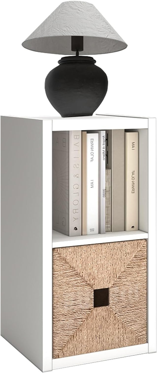 2 Cube Storage Organizer Shelf with Anti-Tipping Kits, Wooden Thick Frame, Reversible Open Back Bookcase, Horizontal and Vertical Dual-Use, White, 11 Inch