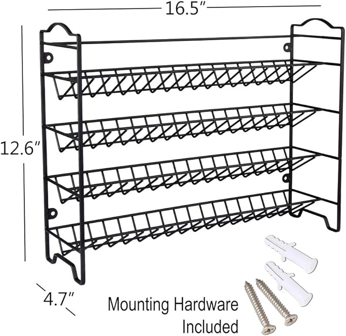 SWOMMOLY Spice Rack Organizer with 36 Spice Jars 4 oz, 396 Spice Labels | Chalk Marker, Funnel Set, Spice Organizer for Cabinet, Countertop, Pantry, Cupboard & Wall Mount, 16.5" W × 12.6" H, Black