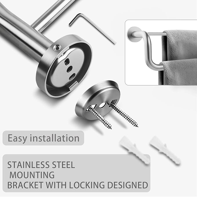 Double Towel Bar,Double Towel Racks for Bathroom,24 Inch Brushed Towel Holder, Bath Towel Rack for Bathroom Wall Mounted,Premium Brushed Stainless Steel,