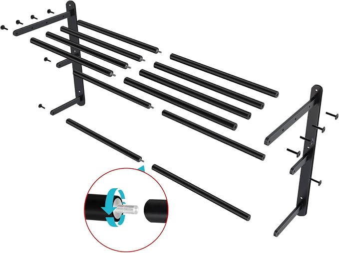 Matte Black 32 InchTowel Racks for Bathroom, VOTZAAQ Black Towel Shelf with Double Towel Bar, 3 Tier Stainless Steel Towel Storage, Bath Towel Holder Wall Mounted