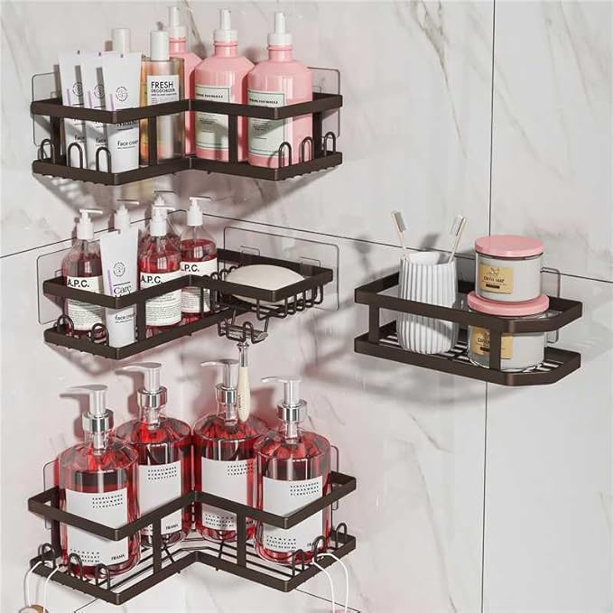 Youvip Corner Shower Caddy - Rust-Proof, Space-Saving, Easy to Install Organizer for Bathroom. Copper
