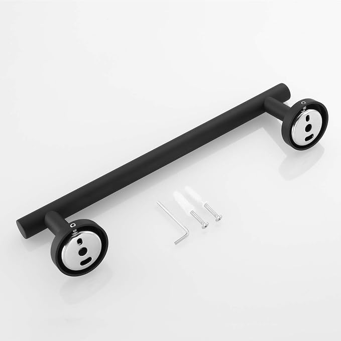 USHOWER Matte Black Hand Towel Bar, 9-Inch Towel Racks for Bathroom | Thicken SUS304 Stainless Steel Towel Rod, Towel Holder Wall-Mounted, Modern Home Decor (Total Length 11-Inch)