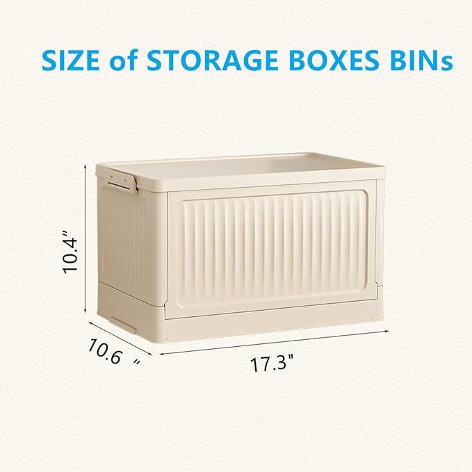 Foldable Storage Bin with Lid, 1‑Pack Beige – Collapsible Storage Box Organizer for Closet, Clothes, Toys, Books, Documents