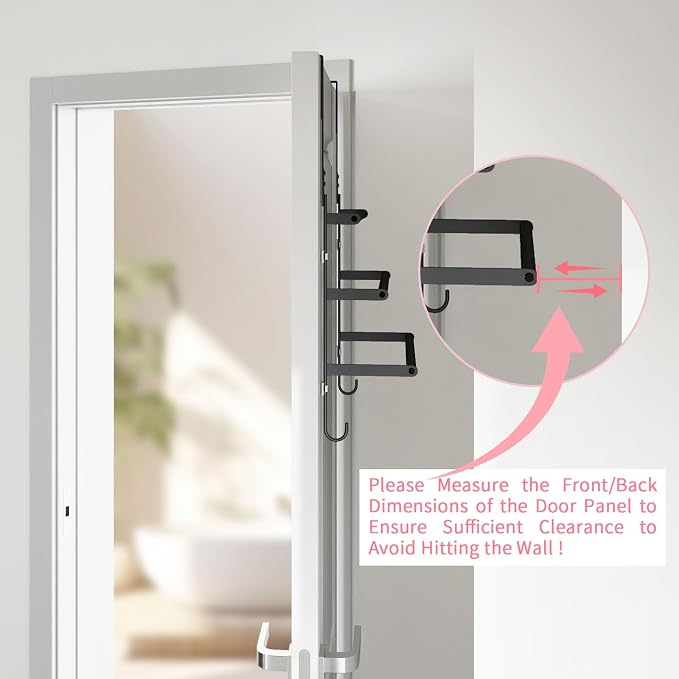 FLE Over The Door Towel Rack, Door Towel Bar, Black | Over Door Design, Stainless Steel Door Towel Rack, Rust-Resistant; Space-Saving for Bathroom, Hangs Bath Towels