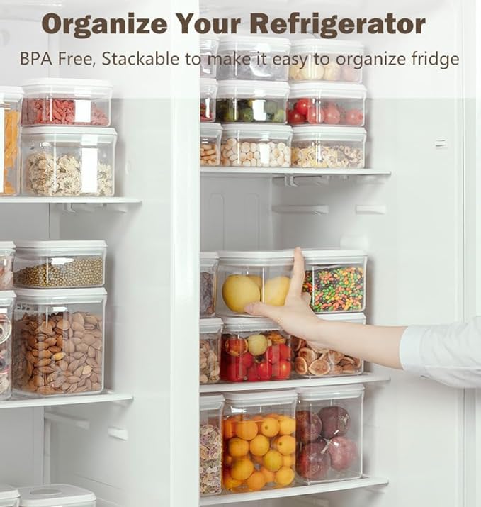 Pop Food Storage Containers Set Airtight Food Storage Containers with Pop Lids, Kitchen Pantry Organization and Storage, Cereal, Rice, Flour, Pasta & Snack Container, BPA Free, 3 x 1.2Qt