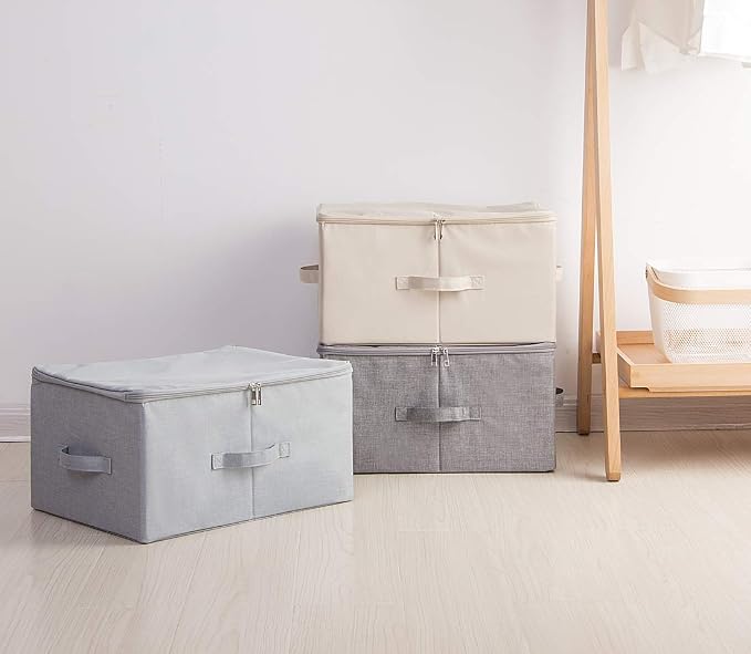 17.6 X 13.6 X 9.7",Folding Closet Clothes Storage Boxes with Zip Lid, 2 PCS | 17.6"x 13.6"x 9.7", drawer Cubes, Breathable Fabric & foldable Design Organizer Bins for Clothing Toy Dolls, Blankets