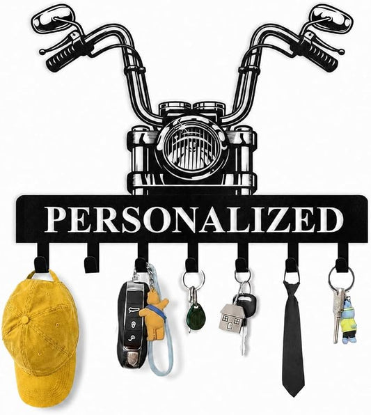 Personalized Key Rack Wall Mount, Custom Motorcycle Key Holder for Wall, Motorcycle Key Organizer with Free Hardware, Metal Key Rack for Biker Decor, Garage Wall Hooks and Rider Gifts
