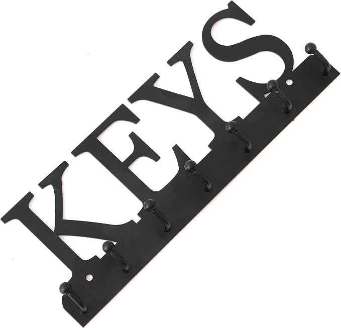 Lixgifts Key Holder Wall Mounted Key Hooks for Wall Decorative with 7 Hooks Black Metal Key Organizer Rack Hanger for Entryway, Front Door, Hallway, Office 10X3.7 inches