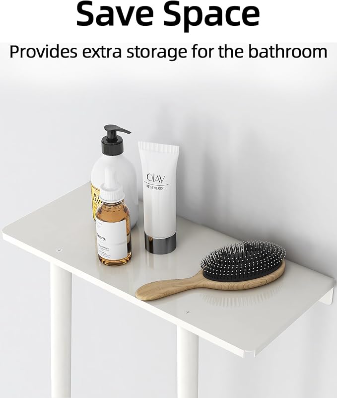 STWWO Wall Towel Rack for Rolled Towels, Towel Storage for Small Bathroom Can Holds 6 Large Towels, 30 inch Towel Racks with Shelf, White