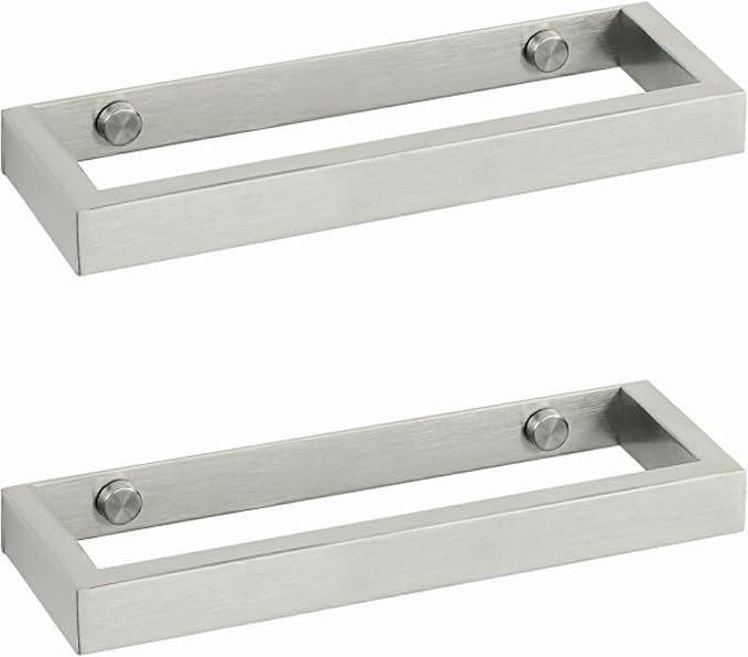Alise 8'' Hand Towel Holder Towel Bar Wall Mount,Brushed Nickel,Pack of 2 | Self Adhesive Towel Rack for Bathroom Lavatory,Bathroom Towel Hanger,SUS304 Stainless Steel Towel Rail