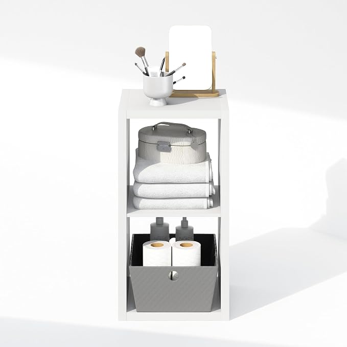 Furinno Cubic Extra Thick 2-Cube Closet Organizers and Storage, White | 14.6 x 16 x 30 in, Open Shelf Closet Storage, Closet Organizer, for Wardrobe, Bedroom, Living Room