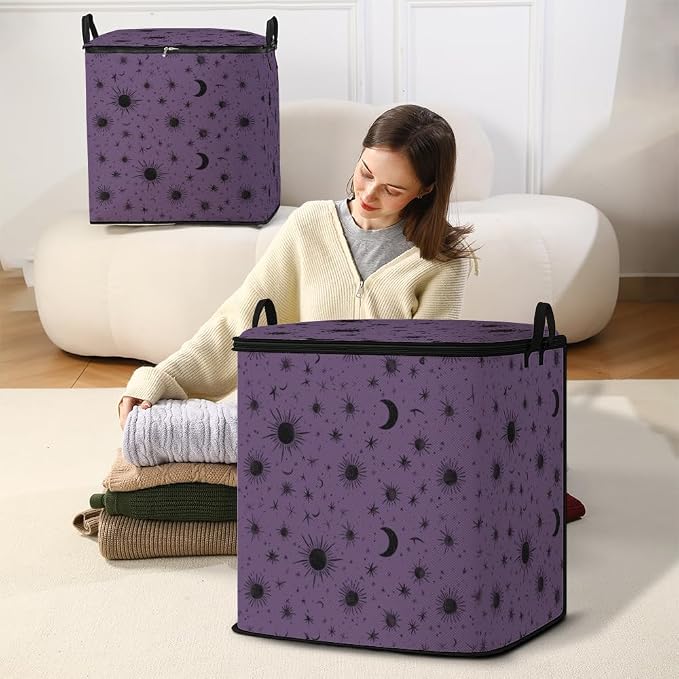 2pcs blanket storage bag for under bed,closet organizers 95L | clothing sweater sheet bedding comforter duvet quilt pillow toy storage bags with lids,dorm room essentials for containers