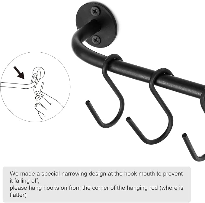 Mkono Wall Mounted Mug Holder, Coffee Cup Hanger Rack with 5 Hooks, 1 Pack | Kitchen Rod, Space Saving, Easy Assembly, Wall & Under Cabinet, Durable Metal, Kitchen Dining Bar Organizer, Multi-Function