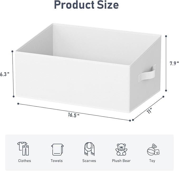 DIMJ Closet Storage Bins 6 Pack - Fabric Storage Baskets for Shelves, Large Clothes Organizers with Handles, Trapezoid Shelf Organization Storage Cubes for Purse, Toys, Books, Towel, Clothes