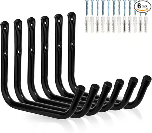 Heavy Duty Garage Storage Hooks, Wall Mounted Utility Hanging Rack for Surfboard, Ladder, Bike, Folded Chairs