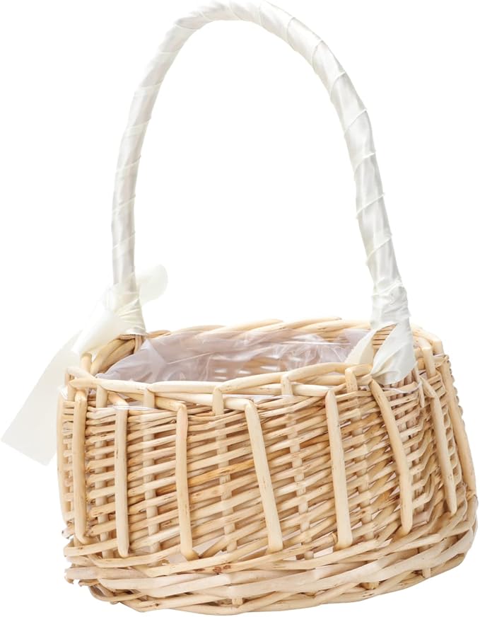 Hemobllo 1pc Hand-woven Decorative Storage Basket for Home Organization Natural Floral Basket for Weddings and Portable and Stylish Large