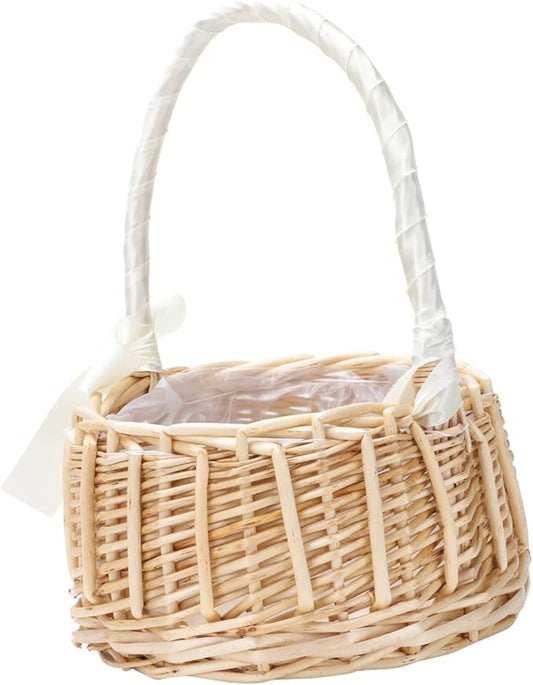 Hemobllo 1pc Hand-woven Decorative Storage Basket for Home Organization Natural Floral Basket for Weddings and Portable and Stylish Large