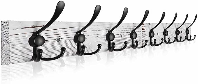 Coat Rack Wall Mount 31.5'' Coat Hanger Wall Mount Old White Coat Hooks for Wall Rustic Towel Racks for Bathroom Living Room Coat Hats Clothes