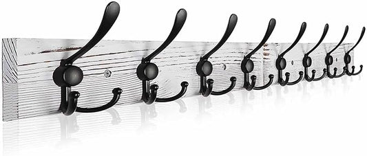 Coat Rack Wall Mount 31.5'' Coat Hanger Wall Mount Old White Coat Hooks for Wall Rustic Towel Racks for Bathroom Living Room Coat Hats Clothes
