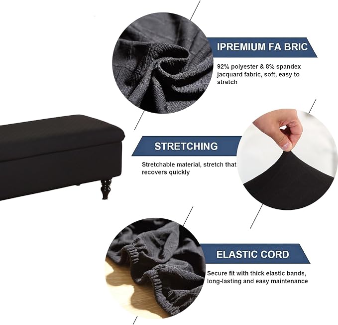 FUANGUI Ottoman Cover Slipcovers Rectangular Folding Stretch | Storage Bench Footrest Sofa Stool Covers Footstool Protector with Elastic Bottom, Removable Washable,Large