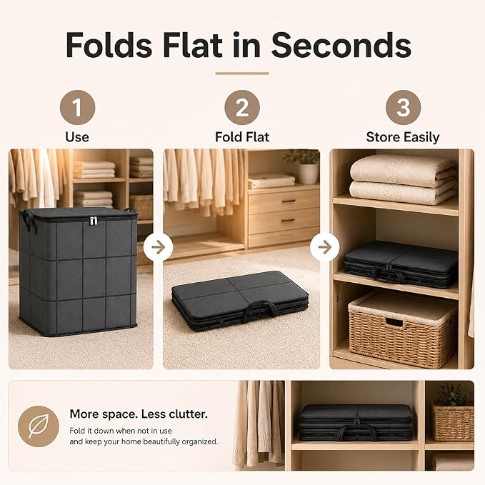 2027 New Thickened XXL Foldable Storage Bag With Reinforced Handles，M*2 | Large Capacity Zippered Fabric Organizer for Bedding & Clothes, Foldable Blanket Bag with Reinforced Handles
