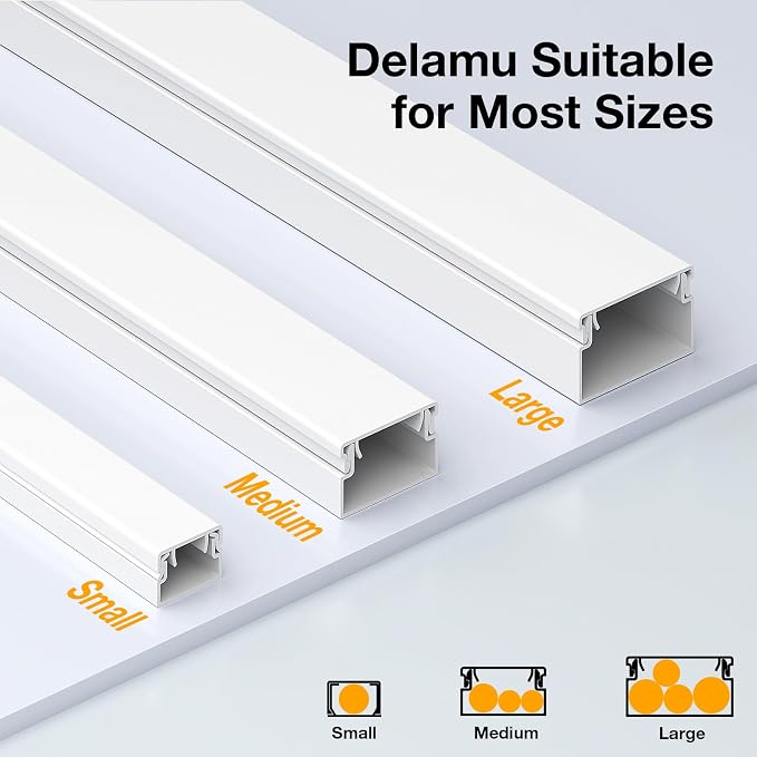 Delamu Cable Hider, 315in Cord Hider Cord Covers for 1 Wire on Wall, Premium Wire Covers for Cords, Cable Cover Organizer, TV Wires Hiders for Wall Mounted Tv, L15.7X W0.55x H0.4in, White