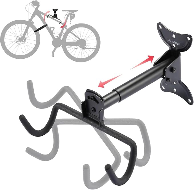 UU-Major Bike Wall Mount,Heavy Duty Bike Hanger, Mounted Bike Hook for Garage Wall,Horizontal Bike Rack for MTB,Road And Hybrid Bikes Storage,Thicker Metal With Rubber Coating.(Adjustable*1Pack)