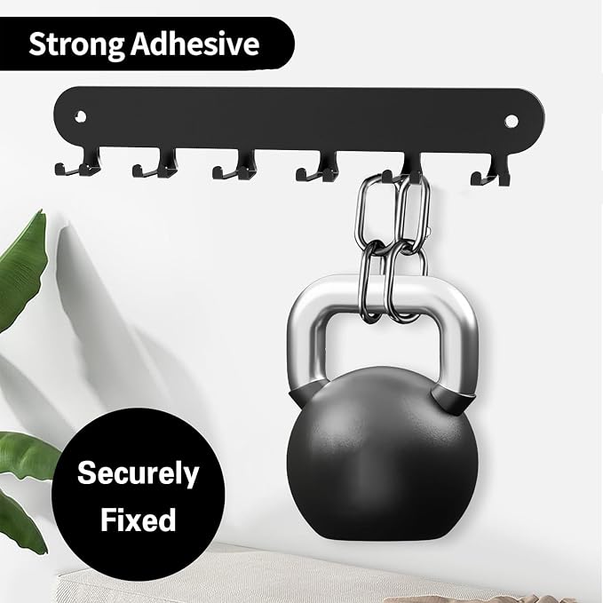 2 Pack Key Holder for Wall, Key Hooks, Key Holder Wall Mount Self Adhesive | Key Rack Wall Mount for Wall No Drill for Living Room, Kitchen, Bathroom, Garage (Black, 12 Hooks)
