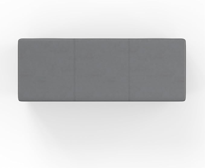 SIMPLIHOME Avalon Storage Ottoman Bench - 48" Wide x 16" High Upholstered Vegan Leather Rectangular Lift-Top Ottoman in Stone Grey, Contemporary Storage Bench for Living Room with High-Density Foam