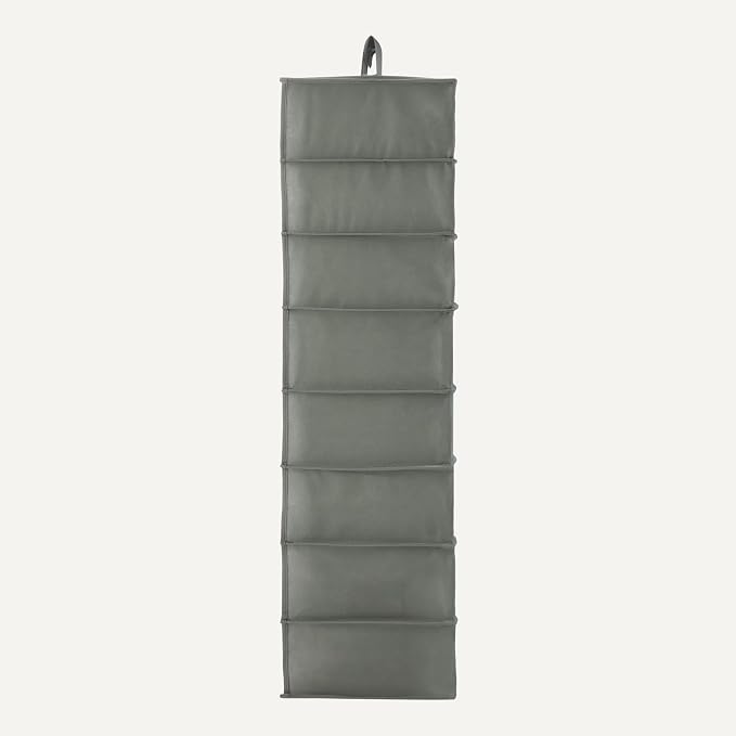 Amazon Basics 8-Tier Hanging Closet Shelf Shoe Organizer, Space Saving Storage, Foldable, 11.5 x 41 x 5.5 in, Dark Grey | for Closet Storage