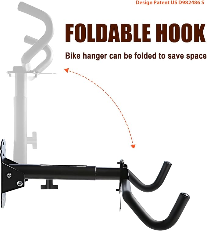 Gootus Bike Wall Mount Hanger - Horizontal Bicycle Indoor Storage Rack | Cycling Wall Mounted Holder Hook - Hang Your Road, Mountain or Hybrid Bikes in Garage or Home