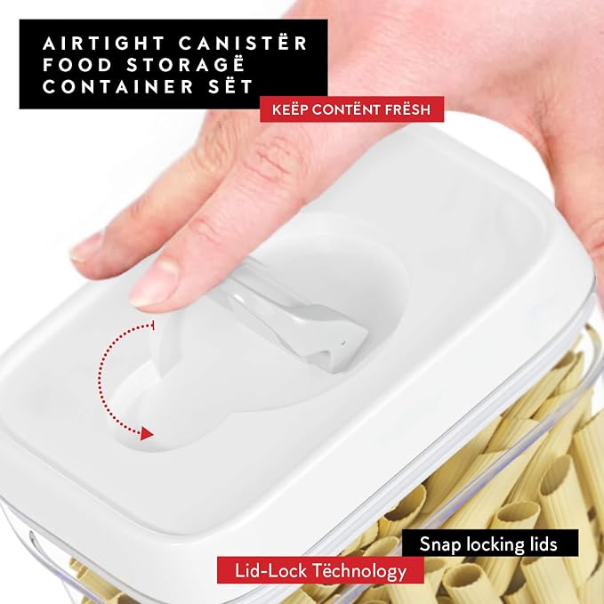 DWËLLZA KITCHEN Airtight Food Storage Containers with White Lids – 0.4L 6 Pc Clear Plastic Kitchen canisters Pantry Organization for Spices, Candy, Nuts, BPA-Free, Keeps Food Fresh & Dry