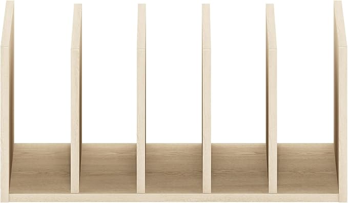 Furinno HERMITE Desk File Folder Organizers, 5-Space Vertical Desktop Office Organization Racks, Desk Top Display Book Shelf, for Paper, Office Supplies, Magazine, Bauhaus Oak