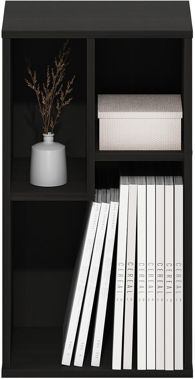 Furinno DALY Book Shelf, 3-Cube Bookshelf, Cube Storage Organizer Bookcase with Irregular Compartments, 9.4 x 11.7 x 21.3, for Living Room, Bedroom, Home Office, Espresso