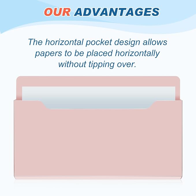 6 Pcs Magnetic Wall File Organizer Magnetic Wall File Holder Refrigerator Magazine Holder for Mail Letters Paper(Mocha Mousse Color,Horizontal-large)
