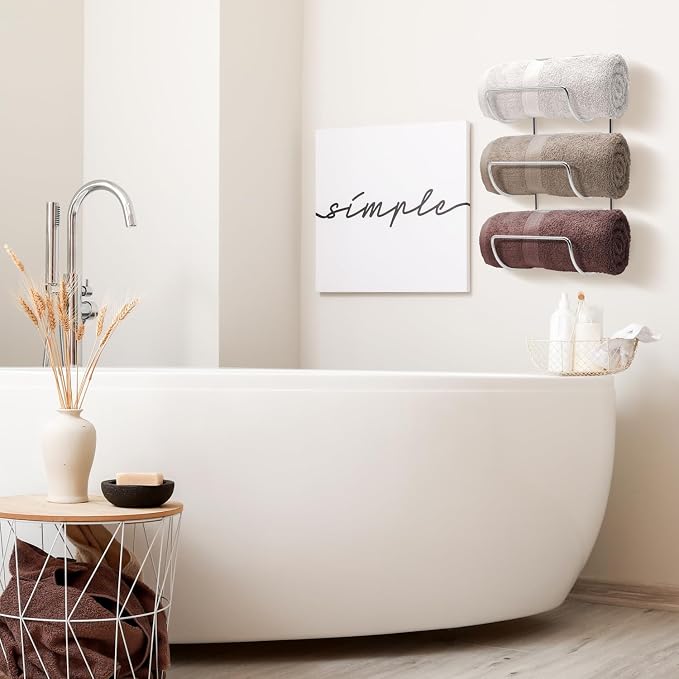 Sorbus Bathroom Wall Mounted Towel Rack - 12 Level Shelves for Rolled Towels, Washcloths, Linen - Spa, Salon & Towel Storage