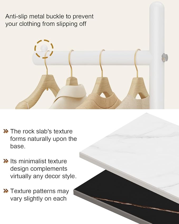 Yawinhe Metal Coat Stand with Square Base,68.5 Inches High,White,1-Pack | Coat Rack with Rock Base;L Shaped Freestanding Hall Tree;Clothes Hanger Stand Suitable for Bedroom,Hallway, Entrance