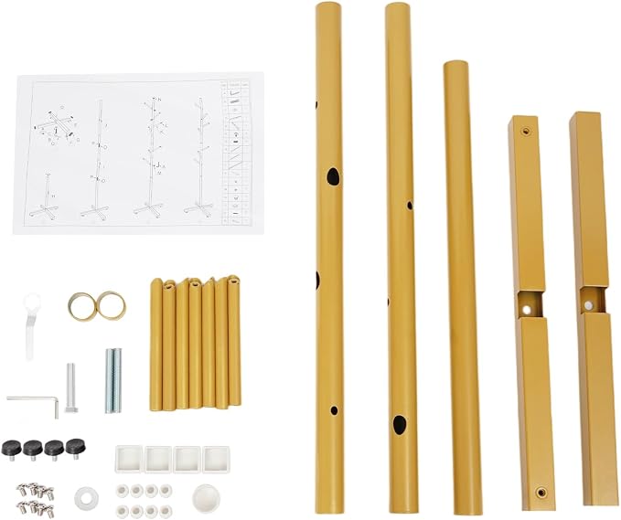 Metal Coat Rack Stand, Modern Coat Rack Freestanding with 7 Hooks, Coat Racks Easy to Assemble, Coat Tree Stand for Bags, Hats, Entryway, Office (Golden)