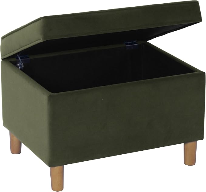 Spatial Order 24" Dinah Collection Storage Ottoman - Loden Green Velvet