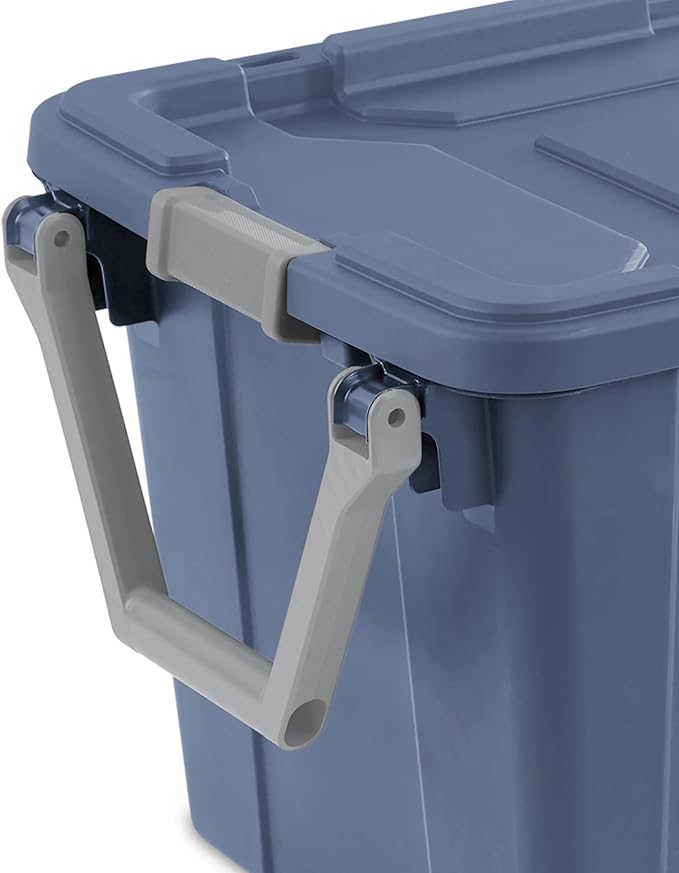 40 Gallon Heavy-Duty Rolling Storage Bins 2-Pack, Blue Industrial Plastic with Pivot Handle, Leakproof Lid & Latches, for Garage Workshop Equipment Transport & Storage