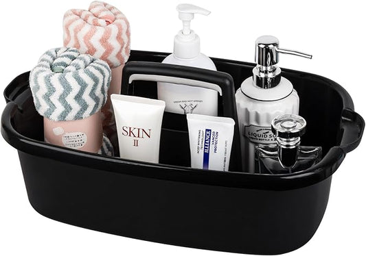 Large Cleaning Supplies Caddy Portable Shower Caddy Basket Black | Sturdy Supply Organizer with Handle Plastic Bucket Tool Storage for Bathroom Bedroom Kitchen Garden College Dorm Essentials